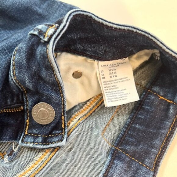 American Eagle Young Mens Size 30x31  Skinny  Straight Jeans AIRFLEX+ Dark Wash - Picture 2 of 13